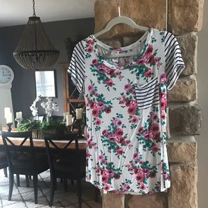 Floral and striped tee